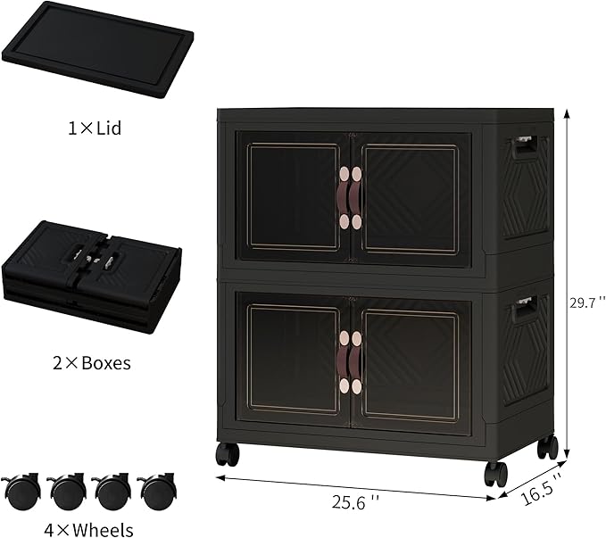 Storage Bins with Lids and Wheels, 199QT-99.5QT*2Tier Collapsible Bathroom - Image 2