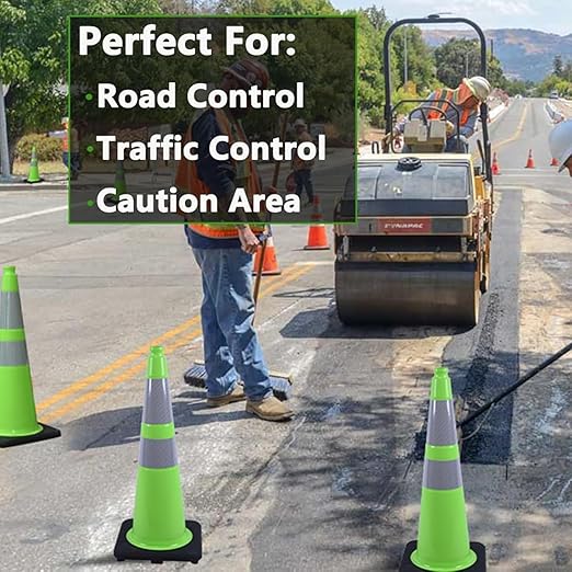 BESEA 4PCS 28" inch Traffic Cones Green Safety Cones - Image 4