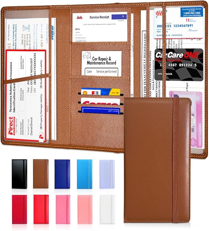 LINTRU Car Registration and Insurance Holder Trifold, Oversized Fit by LINTRU
