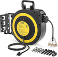 CRST 50 FT Retractable Extension Cord Reel, 14AWG/3C SJTOW Heavy Duty Power Cord by CRST