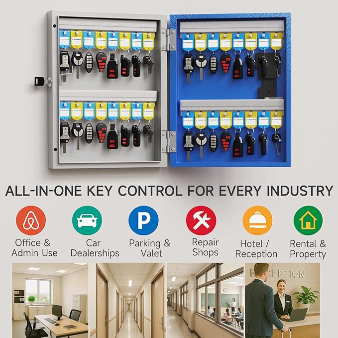 WeHere 32 Key Lock Box Wall Mount, APP Bluetooth/OTP/Wi-Fi/Fixed Code/Key Unlock - Image 6