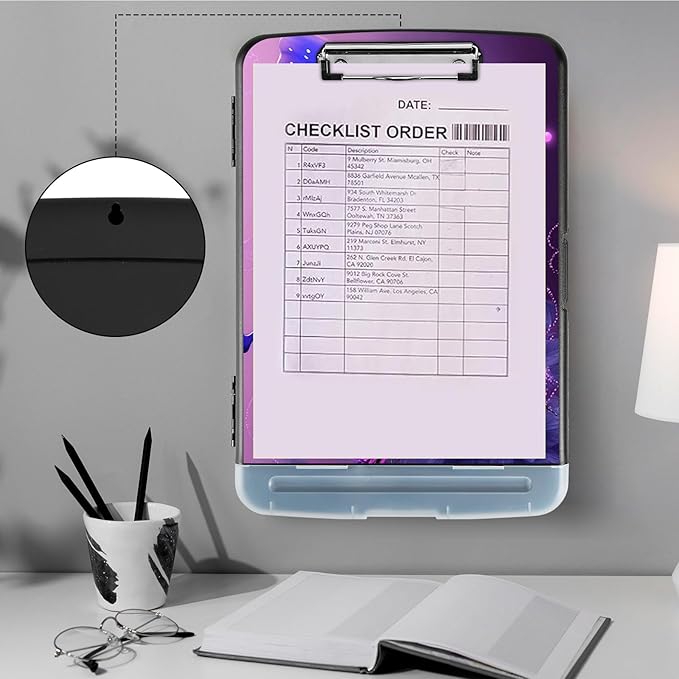 Clipboard with Storage, Heavy Duty Plastic Storage Clipboard with Low Profile - Image 4