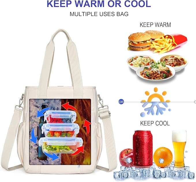 NOL Insulated Lunch Bag for Women, Large Spacious Lunch Tote Bag - Image 4