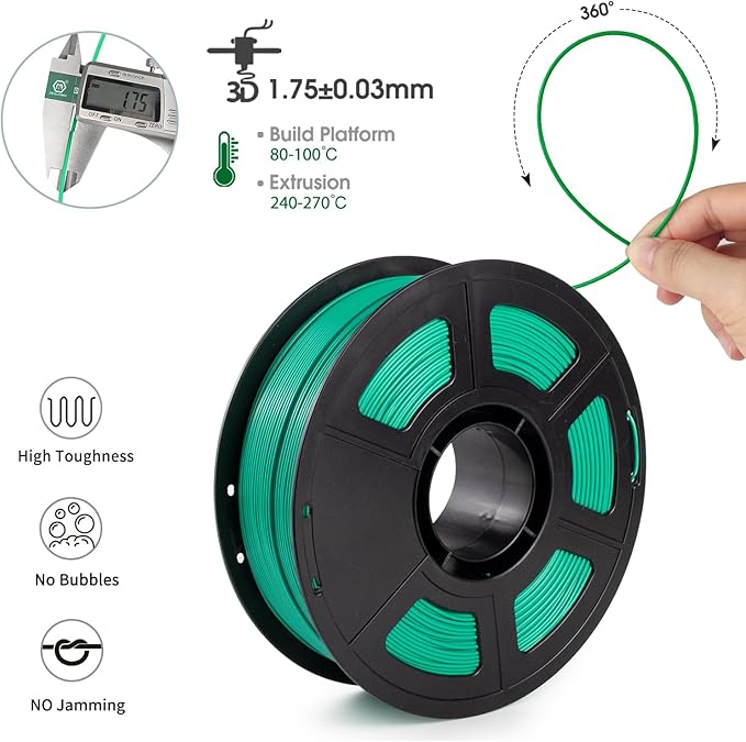 iSANMATE ASA Filament 1.75mm Emerald Green 1KG, UV & Weather Resistant 3D - Image 2