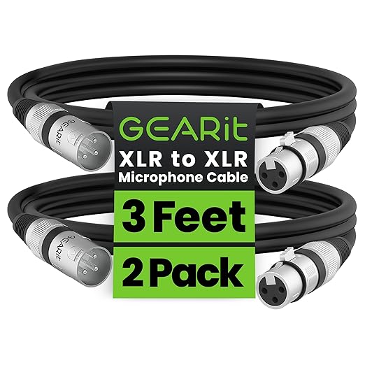GEARit XLR Male to Female Microphone Cable 3-Pin Balanced Shielded Mixer by GEARit