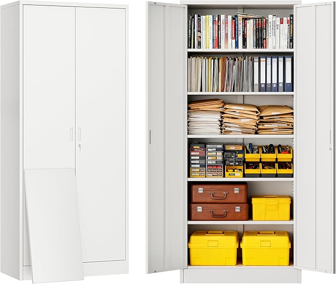 BESFUR Metal Storage Cabinet, Adjustable Shelves and Locking Doors by BESFUR
