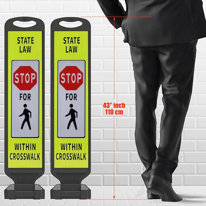 2 Pack 43" x 9.6" inch Double Sided Pedestrian Crosswalk Sign, 21.8" x 9.6" x - Image 2