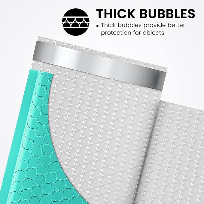 Fuxury Bubble Mailers 4x8 Inch Teal 200 Pack Padded Envelopes Usable Size 4x7" - Image 3