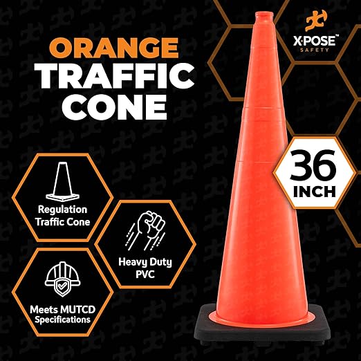 Xpose Safety 28 Inch Orange Traffic Cones Heavy Duty 10lb 6" & 4" Collar - Image 4