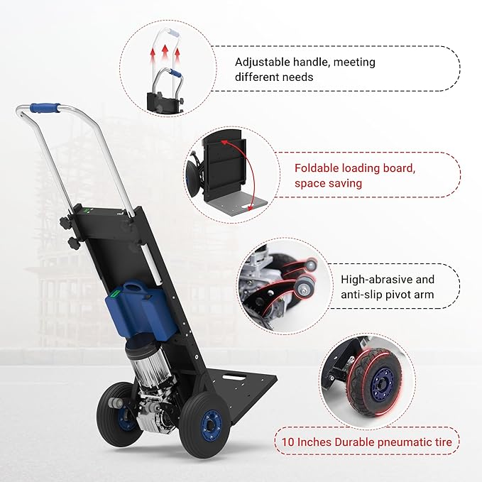 ZW4250 Electric Dolly Stair Climbing Cart, 1500W Powered Stair Climber Hand - Image 4