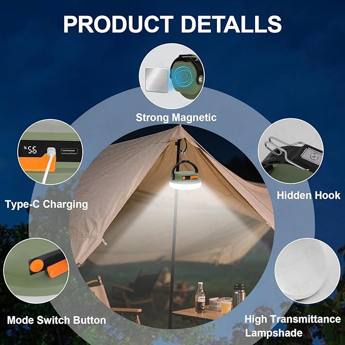 Rechargeable Camping Light MAYDENG 4000mAh, Waterproof LED Light. Suitable - Image 6