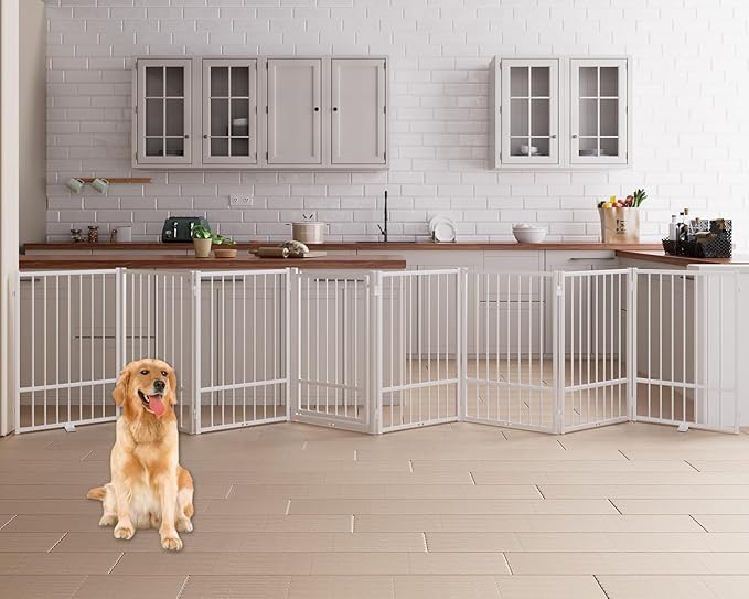 8 Panels Full Metal Freestanding Dog Gates by Unknown