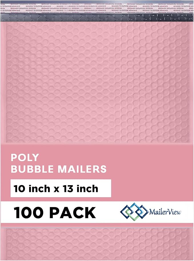 Light Pink 10x13 Inch Poly Bubble Mailers |Self Seal Padded Envelopes by MAILERVIEW