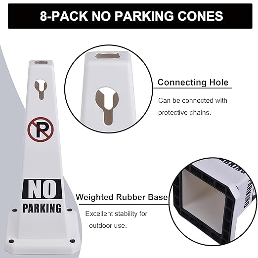 OrangeStar 8-Pack No Parking Cones, 4-Sided Message Safety Traffic Cones - Image 3