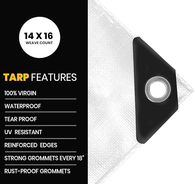 PROTARP Extra Heavy Duty 16 Mil Tarp Cover, Waterproof, UV Resistant, Rip and - Image 4