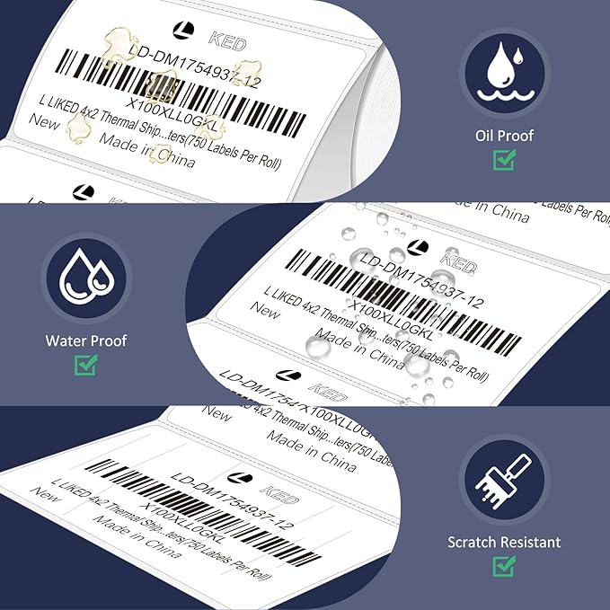L LIKED 4" x 2" Direct Thermal Labels, Permanent Adhesive Barcode Shipping - Image 5