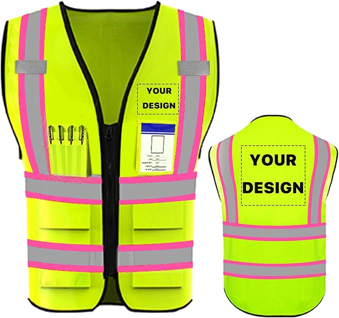 YOWESHOP High Reflective Visibility Safety Vest Custom Your Logo Safety Workwear by YOWESHOP