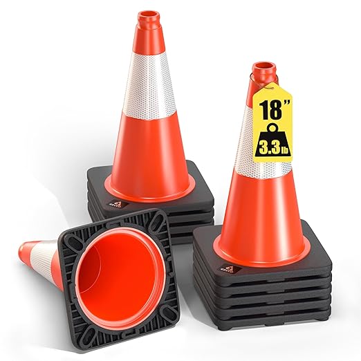 GECCO ™ 18 Inch 3.3 Lb Small Orange Traffic Cones Set | Safety Cones, Parking by GECCO