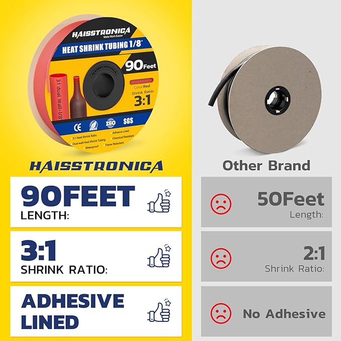 haisstronica 3:1 Heat Shrink Tubing, Shrink Ratio Adhesive Lined Marine Grade - Image 2