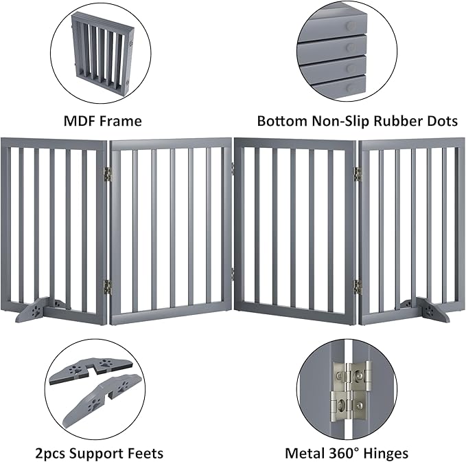Dog Gates for Doorways 74-Inch Wide Freestanding Pet Gates for Dogs 24-inch - Image 4