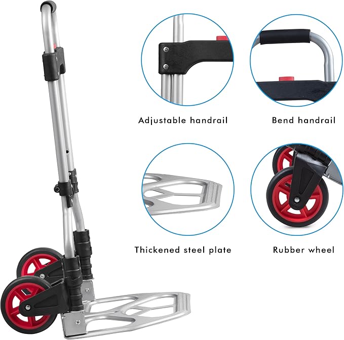 LEADALLWAY Dolly Cart Folding Hand Truck and Dolly, Steel Portable Cart - Image 5