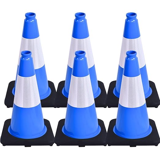 BESEA 6Pack 18 Inch Blue Traffic Cones by BeSea