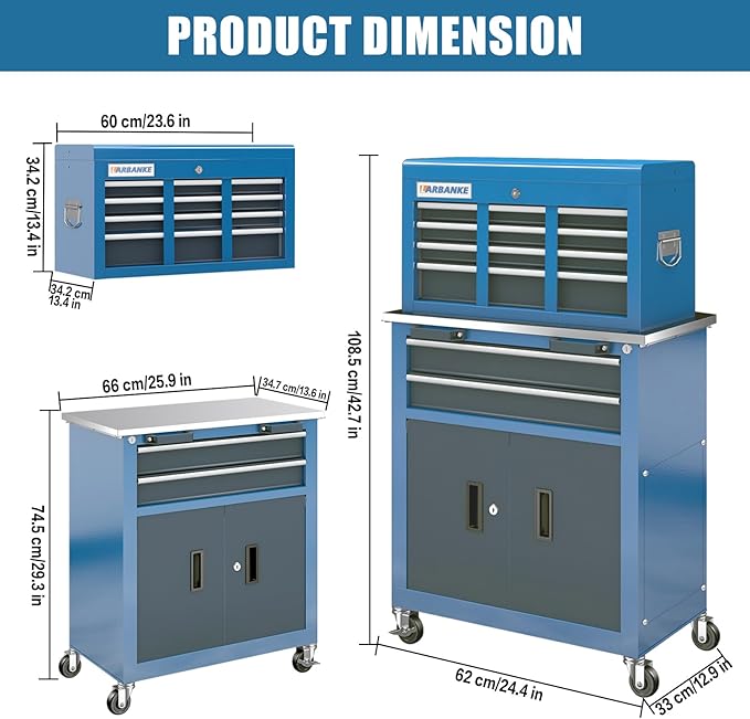 LARBANKE 5-Drawer&8-Drawer Tool Chest combination, - Image 2