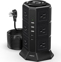 Surge Protector Power Strip Tower, 10FT Ultra Flat Extension Cord by NVEESHOX