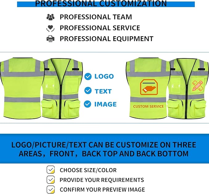 BeautyWill Custom Logo 10/20 Pack Safety Vest Class2 High Visibility Vest - Image 3
