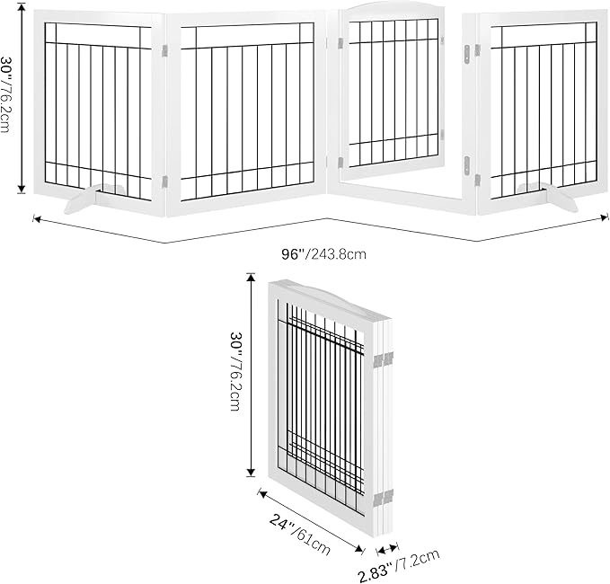 Vantas Folding Pet Gate 96" Wide, Freestanding Wire Pet Gate, Pet Puppy Safety - Image 5