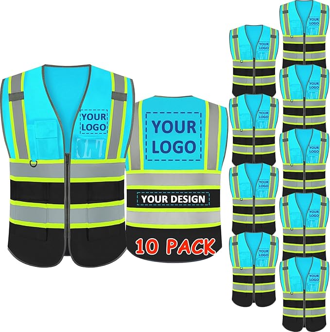 BeautyWill Custom Logo Safety Vest Class 2 High Visibility Reflective Vest by BeautyWill