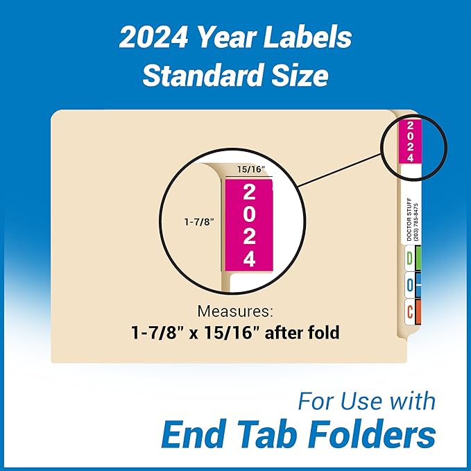 2024 Year Labels, Doctor Stuff 2024 Chart Stickers, Fuschia Color Coded - Image 4