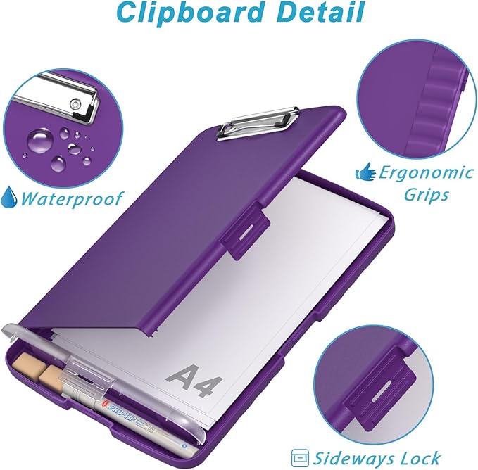 Rimilak Plastic Clipboard with Storage, 8.5 x 11 High Capacity Folio Nursing - Image 5