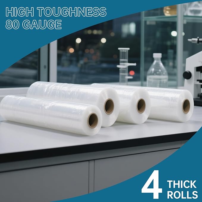 Stretch Film Shrink Wrap Roll 20" x 1500FT, Heavy Duty 80 Gauge Stretch Wrap - Image 5