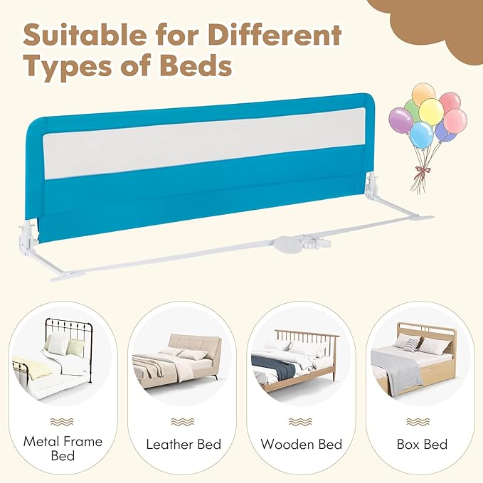 BABY JOY Bed Rails for Toddlers, Upgraded Swing Down Bed Guard w/Safety Strap - Image 5