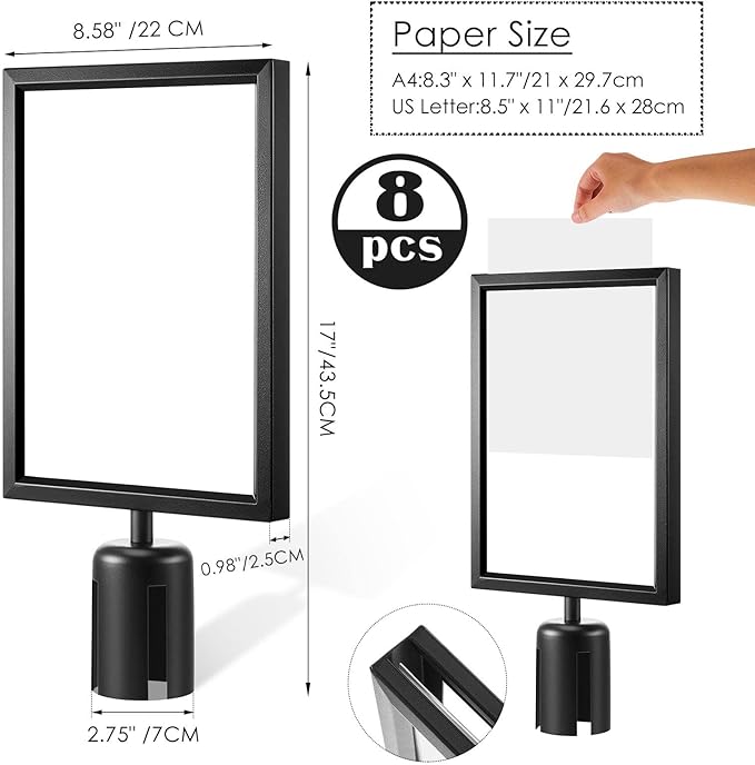 Taiyin 8 Pcs Stanchion Sign Holder Double Sided Sign Frame - Image 2