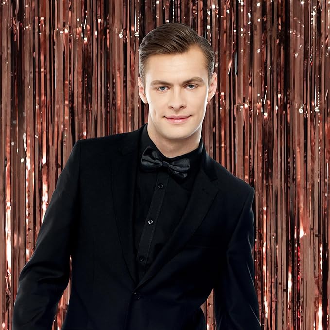 3 Pack 3.3 x 8.2 ft Brown Foil Fringe Backdrop Curtains, Tinsel Streamers Party - Image 7