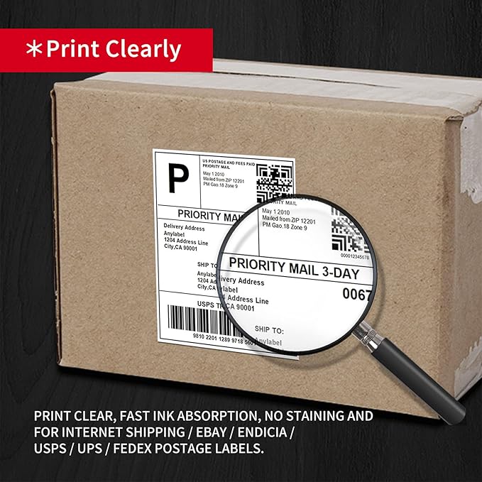Misofuki 4x6 1 Stack 1000 Labels Fanfold Direct Thermal Shipping Labels - Image 6