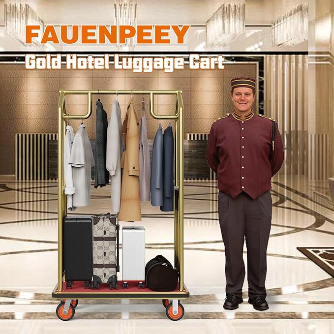 Gold Hotel Luggage Cart - Image 8