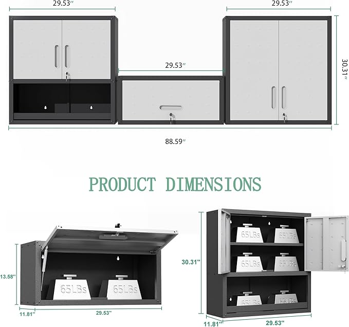 Metal Tool Cabinet, Garage Storage Cabinet System, Wall Cabinet & Locking - Image 3