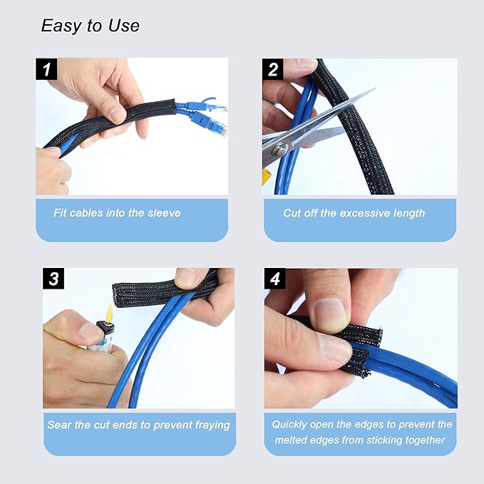 CrocSee 25ft - 3/4 inch Braided Cable Management Sleeve Cord Protector - - Image 6