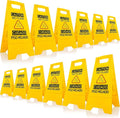 12-Pack Bilingual Caution Wet Floor Signs, A-Frame Double-Sided Warning Signs by OranLite