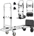 Upgraded 3 in 1 Aluminum Folding Hand Truck, 600lbs Capacity, Heavy Duty by ZROECWT