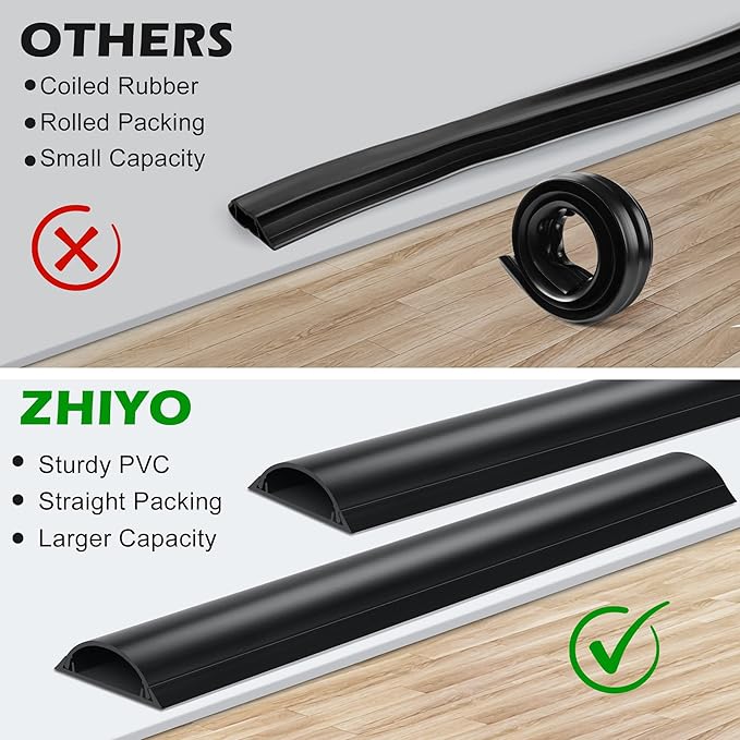 Cord Cover Floor 34in, Large Capacity Floor Cable Cover, Hard PVC Cord Hider - Image 6