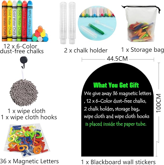 Magnetic Chalkboard Wall Arch Decal 39.3"x17.5" Contact Paper Peel and Stick - Image 4