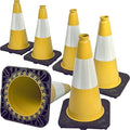 6 Pack 18" Inch Yellow PVC Traffic Cones by OranLite