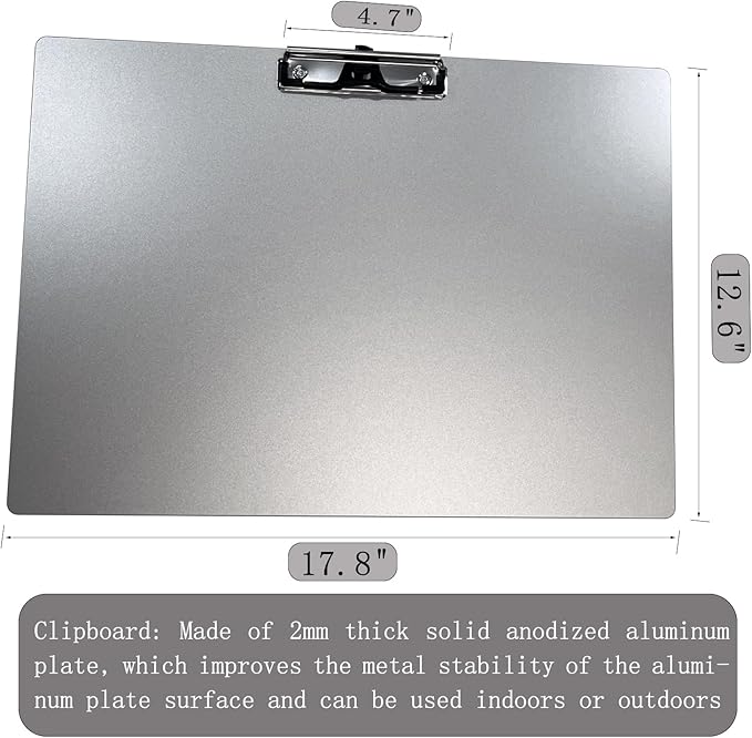 Horizontal Aluminum Clipboard, 11x17 Inches A3 Side Clip Metal Clipboards - Image 3