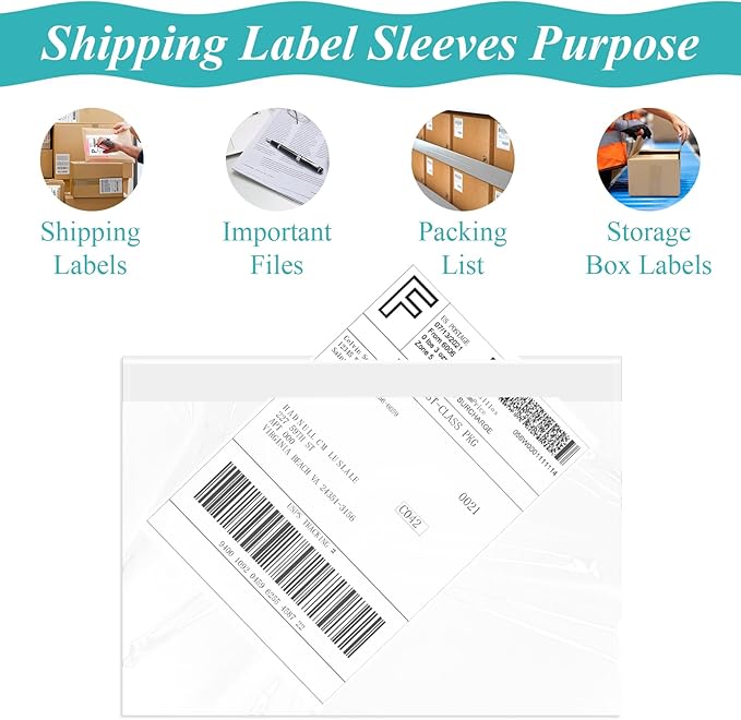 100 Pack 7.5" x 5.5" Clear Self-Adhesive Top Loading Packing List/Shipping - Image 4