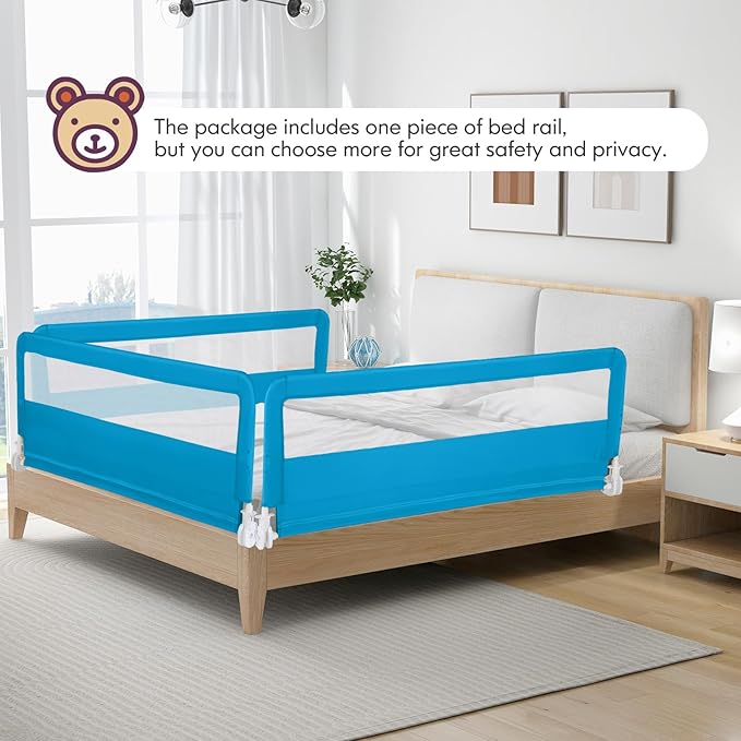 BABY JOY Bed Rails for Toddlers, Swing Down Bed Guard w/Safety Straps, Folding - Image 9