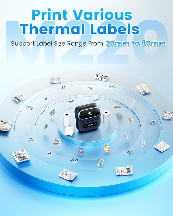 Phomemo Label Maker, M220 Thermal Label Printer, 80mm Portable Bluetooth - Image 2